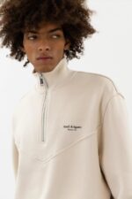 Axel Arigato Focus Sweatshirt Med Halv Glidelås Blek Beige - Bilde 3