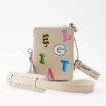 Kubisk Monogram Skinnveske Axel Arigato Blek Beige
